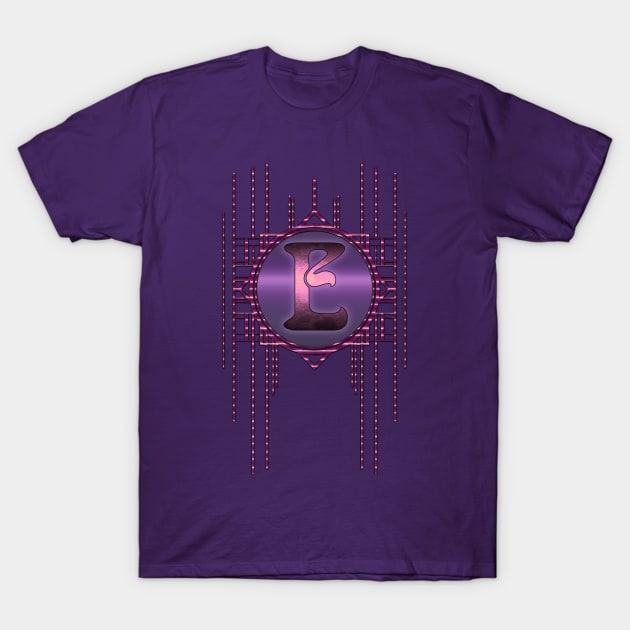 Purple Burlesque Artdeco Jugendstil Alphabet letter E T-Shirt by designsbyxarah